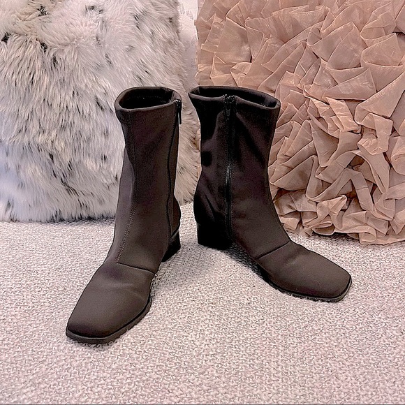 Ara Gor-Tex Brown Inner Zipper Fabric Water Proof Square Toe Heeled Boot… - Picture 2 of 11